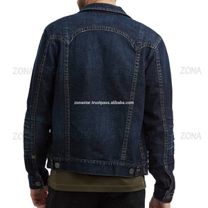 Chaqueta vaquera de algodón personalizable Vintage Trucker para hombre de alta calidad Simple Varsity moda azul bordado privado High Street - Product Image 5