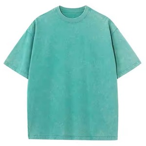 เสื้อยืดผ้าฝ้ายออร์แกนิกสำหรับผู้ชายเสื้อสีพื้นแบบมีหลายสีฟอกสีกรด - Product Image 2