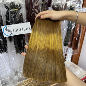 Mélange de couleurs, cheveux humains 100% naturels vietnamiens, super double drawn, lisses comme des baguettes, à clipser, perméables à la teinture, pour femmes noires, toutes les couleurs - Product Image 1