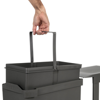 Emuca España 8906923 Cubo de Reciclaje de Cocina de 30L, Inteligente, de Acero y Plástico Gris, con Fijación Inferior y Extracción Automática