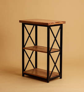 โต๊ะกาแฟทำด้วยมือโลหะเหล็กสไตล์อุตสาหกรรมที่ทันสมัยทนทานสไตล์ร่วมสมัยปลายโซฟาดีไซน์โดดเด่นในมุม - Product Image 5