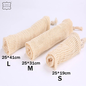 Bolso de cadena de malla de algodón reutilizable portátil con asa corta, bolso de compras reciclable para frutas y verduras - Product Image 6