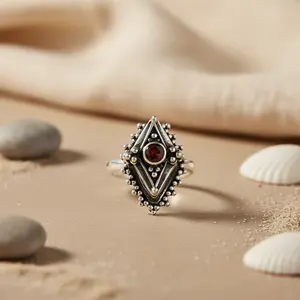 Anillo de Plata 925 con Granate para Mujer, Corte Princesa, Corte Esmeralda, Topacio, Piedra Natural, Joyería de Corte, Regalo para Mujer - Product Image 2