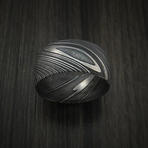Custom Handmade Damascus Steel <b>Ring</b> Mens Wedding Band Unique <b>Wood</b> Grain Pattern Comfort Fit Jewelry Manufacturer Wholesale - Product Image 2