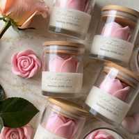 Bougie parfumée à la rose rose personnalisée, bougie en cire de soja, aromathérapie, bougie artisanale en verre, mèche en coton, pour la fête des mères, cadeaux de mariage