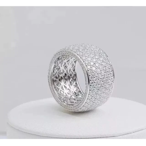 Bague de mariage en or blanc avec diamant taille ronde VVS Moissanite Hip Hop de 9.00 carats pour homme en argent sterling 925 - Product Image 1