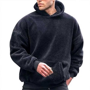 2025 New Premium Men's 100% Cotton Casual Winter Pullover Hoodies Heavyweight Oversized Fleece with <b>Stand</b> Collar Solid Pattern - Product Image 1