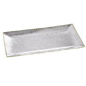 High Quality <b>Large</b> Size Metal Serving <b>Tray</b> Simple Rectangle Design with Gold Handle Hotel and Restaurant Catering Supply - Product Image 2