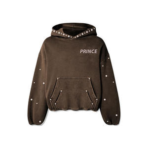 Prince personnalisé de haute qualité décontracté hommes sweats à capuche sweat à capuche lettre Logo Double ligne haute rue surdimensionné hommes sweat à capuche ample - Product Image 6