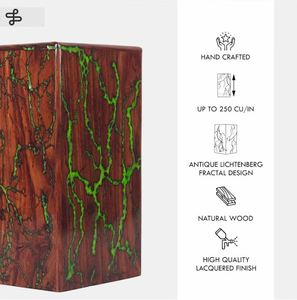 Fractal Wood Burning Turn Wooden Urns <b>for</b> Human Pet Adult <b>Ashes</b> Green Blue Storm Large <b>Casket</b> - Product Image 2