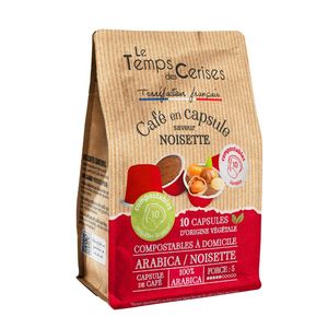 Capsule di Caffè al Gusto di Nocciola Compatibili con Nespresso - Confezione da 10 Capsule di Le Temps des Cerises, Certificato IFS - Product Image 1