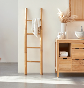 Venta al por mayor Boho Vintage Bamboo Toallero Stand Rack Ecológico Natural Decorativo Bamboo Escalera de Vietnam para uso en la cocina - Product Image 2