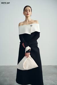 2024ยอดนิยมผู้หญิงเสื้อ mabs สีดำแขนยาวเสื้อท่อนบนเจอร์ซีย์ลายนูนผ้าถักสองชิ้นเสื้อผ้าผู้หญิงสีขาวมดเวียดนาม - Product Image 4