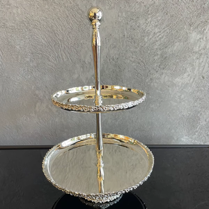 Exhibidor de Postres de Mesa de 2 Niveles, Soporte para Pastel Plateado, Soporte para Pastel con Espejo, Soporte de Servicio de Lujo, Soporte para Té de la Tarde - Product Image 4
