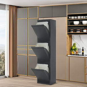 Sahbaz ALV-6013 Poubelle de recyclage en acier inoxydable à 3 niveaux au design européen moderne, élégante, durable, écologique, avec revêtement en poudre pour la cuisine - Product Image 1