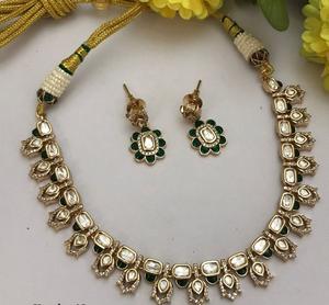 Fashionable Premium Quality <b>Gold</b> Plated Moissanite Classic Necklace <b>Earrings</b> <b>Set</b> for Engagement Wedding Party Wear for Women - Product Image 2