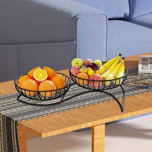 Cesta de Frutas de Alambre Metálico Dorado, Organizador Multiusos para el Hogar y la Cocina, Tazón de Hierro para Frutas y Verduras - Product Image 1
