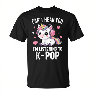Camiseta Kawaii para Amantes del K-Pop, con la Frase 'Can't Hear You I'm Listening', Promocional para Fans del Kpop - Product Image 2