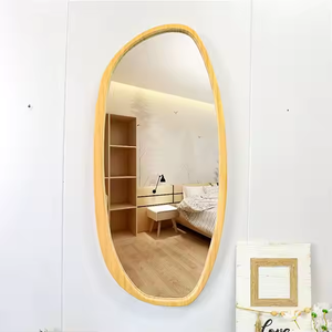42X90CM madera 2025 espejo decorativo geométrico hoja de titanio pared dormitorio maquillaje decoración del hogar por artesanía de media luna - Product Image 4