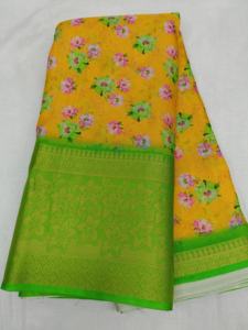 Sari verde con estampado digital de tejido elegante con bordado intrincado, perfecto para ocasiones tradicionales y celebraciones festivas - Product Image 2