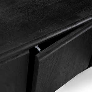 Unité TV Milo moderne à 4 portes en bois de manguier massif en noir pour salon chambre à coucher salle à manger appartement d'hôtel - Product Image 6