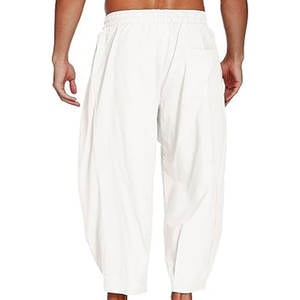 Pantalon cargo décontracté pour homme, 100% coton, léger, style à devant plat, taille mi-haute avec poche élastique, vêtement d'extérieur - Product Image 4