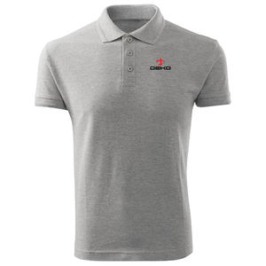 เสื้อโปโลสำหรับผู้ชายเสื้อกอล์ฟระบายอากาศแขนสั้นโลโก้ด้านหน้าลำลองผ้าถักโพลีเอสเตอร์สีทึบ - Product Image 1