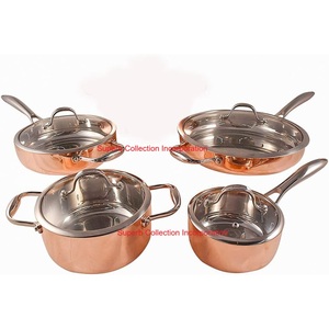 Batterie de cuisine en cuivre de la plus haute qualité avec couvercles casseroles en cuivre martelé pour la maison et la cuisine de restaurant au prix de gros - Product Image 3