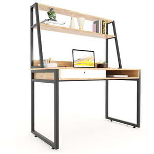 Solid Wood 120x60x145(cm) FD68046 <b>Computer</b>/Laptop <b>Table</b> Simple Design Study Desk with Drawers Bookshelf Made of Rubber Wood - Product Image 3