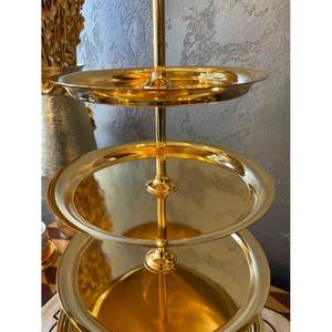 Soporte de pastel de Metal de lujo para exhibición de fiesta Centro de mesa decorativo hecho a mano de metal de exhibición de pastel de India - Product Image 5