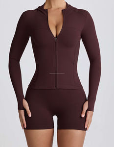 Veste de yoga à fermeture éclair nue pour femmes Running Slim-fit Fitness Wear Veste de sport à fermeture éclair avec logo - Product Image 2