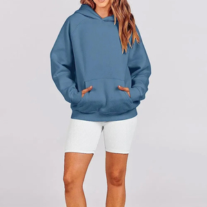 Sudadera con capucha sólida de invierno forrada de gran tamaño para mujer, jersey de manga larga transpirable, servicio OEM personalizado, fibra de bambú de algodón - Product Image 6
