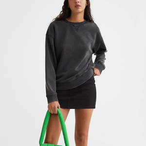 Sudadera de mujer de gran tamaño con estampado bordado personalizado, precio al por mayor, ropa de invierno, sudaderas transpirables de lana de algodón de Color sólido - Product Image 2