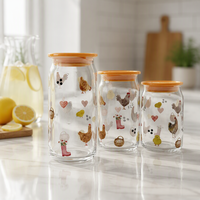 Tasse en verre personnalisée OEM avec motif de poulet de ferme imprimé