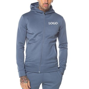Ensemble d'hiver 2 pièces pour hommes Pantalon de survêtement vierge à jambe droite et ensemble sweat à capuche zippé Logo personnalisé unisexe Tracksuits Streetwear en polaire - Product Image 1