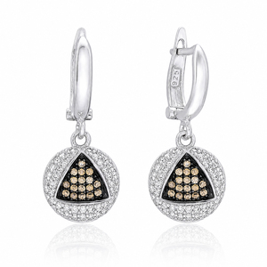 Citrine CZ Pierre Ronde Conception Géométrique Bijoux Turc En Gros 925 Bijoux En Argent Sterling Dangle Boucles D'oreilles - Product Image 3
