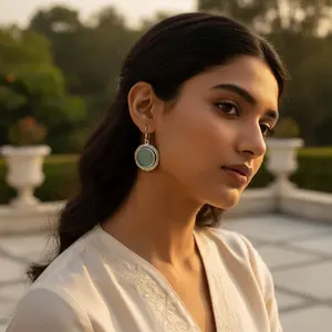 ต่างหูหยดน้ำชาลเซโดนีสำหรับผู้หญิง-เงิน 925-สวมใส่ได้ทุกวัน - Product Image 1