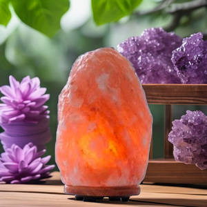 Lámpara de sal rosa del Himalaya orgánica 100% de Pakistán, forma Natural con soporte de madera artesanal de luz pura para decoración del hogar - Product Image 4