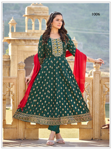 Wholesale Best Quality Anarkali Rayon Gown Set with Embroidery Sequence Work <b>for</b> Girls Special Events and Family Gatherings Use - Product Image 6