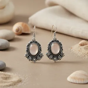 <b>925</b> <b>Silver</b> Moonstone Drop <b>Earrings</b> for Women Gold Plated Water Drop Shape for Wedding or Party - Product Image 1