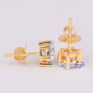 Best Seller moda mujer Stud pendiente 14KT oro amarillo sólido corte redondo laboratorio cultivado diamante joyería de alta calidad para mujer - Product Image 4