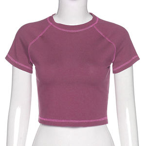 Nouveau style de débardeur pour femmes, respirant, décontracté, à manches courtes, uni, extensible, en coton et polyester - Product Image 4