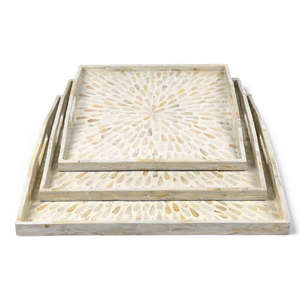 Plateau carré moderne en nacre naturelle, plateau de service, plateau en coquille pour la décoration de la maison, fabriqué directement au Vietnam - Product Image 1