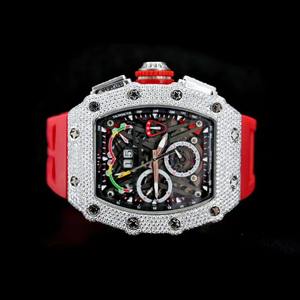 นาฬิกาฮิปฮอปโครโนกราฟประดับเพชรโมอิสซาไนต์สุดหรู ดีไซน์เต็มหน้าปัด  สำหรับทั้งชายและหญิง  ตัวเรือนสแตนเลสสตีล  พร้อมตัวเลือกสีทองขาวและสีทองเหลือง - Product Image 1