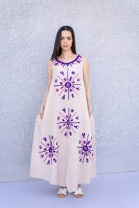 ชุดเดรสยาวคอวีสำหรับผู้หญิงชุดเดรสยาวปักลายโบฮีเมียนแขนกระดิ่งมีพู่แบบลำลองใหม่2025 - Product Image 2