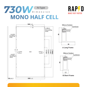 Panneau solaire bifacial à énergie solaire 730W de type N Capture de génération moderne sur le toit pour une énergie verte haute efficacité - Product Image 2