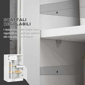 HOMCOM Buffet moderne blanc 60x40x95cm avec armoires en bois et verre et tiroir - Product Image 5