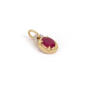 Collar con Colgante de Diamante y Rubí - Joyería Religiosa Hecha a Mano con Baño de Oro Rosa, Regalo - Product Image 6
