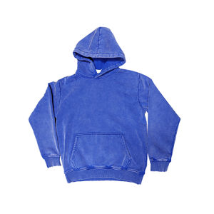 Pull à capuche à la mode bleu délavé à l'acide pour hommes, manches longues, décontracté avec techniques brodées et motif solide - Product Image 1