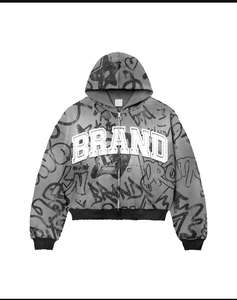 Sweat-shirts à capuche courts et épais, style streetwear, vintage, délavé à l'acide, impression personnalisée, sweat-shirt à capuche zippé délavé personnalisé - Product Image 5